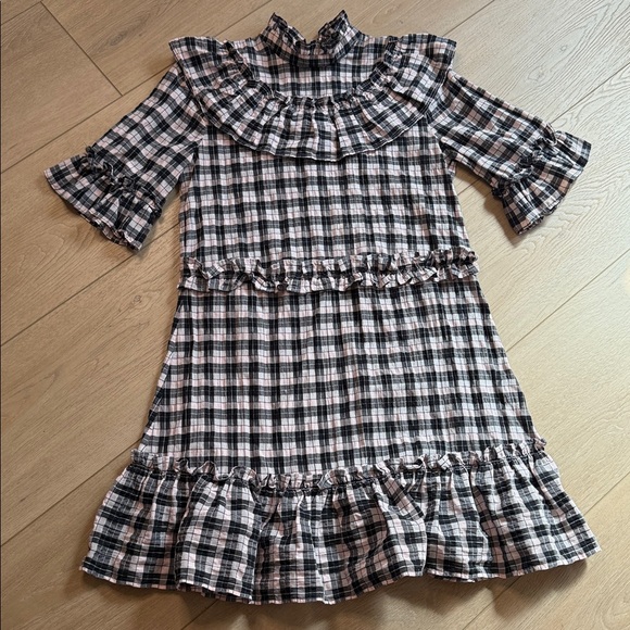 GANNI Gingham Ruffle dress size 34 / size 2 - Picture 2 of 6